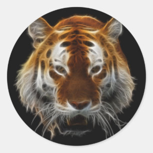 Tiger Fractal Classic Round Sticker
