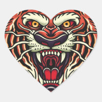 Tiger Full Face Oldschool Tattoo Style Sticker