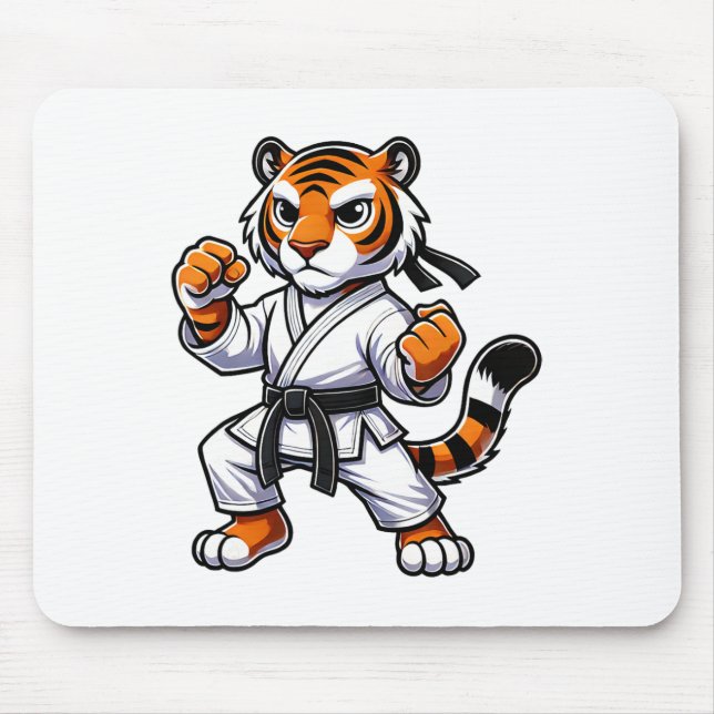 Tiger Funny Karate Athlete Black Belt Boys Girls K Mouse Pad (Front)