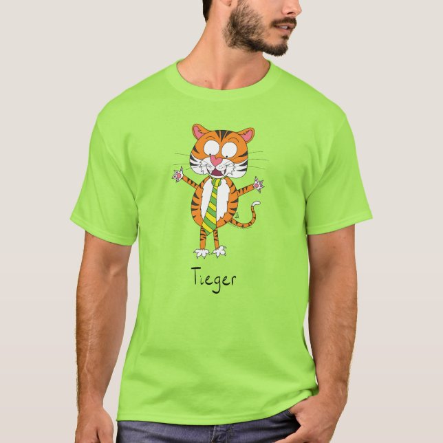 Tiger Funny Kids Cartoon T-Shirt (Front)