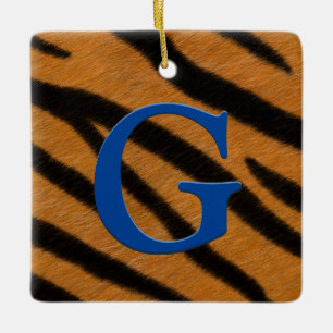 Tiger Fur Personalised Monogram & Message Alphabet Ceramic Ornament