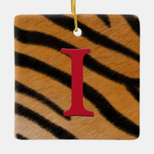 Tiger Fur Personalised Monogram & Message Alphabet Ceramic Ornament
