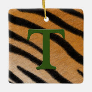Tiger Fur Personalised Monogram & Message Kids Ceramic Ornament