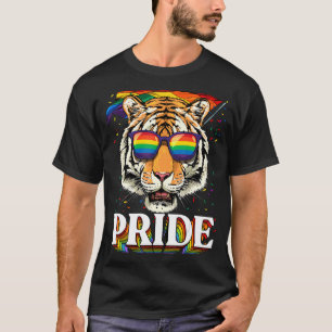 Tiger Gay Pride Lgbt Rainbow Flag Sunglasses Lgbtq T-Shirt
