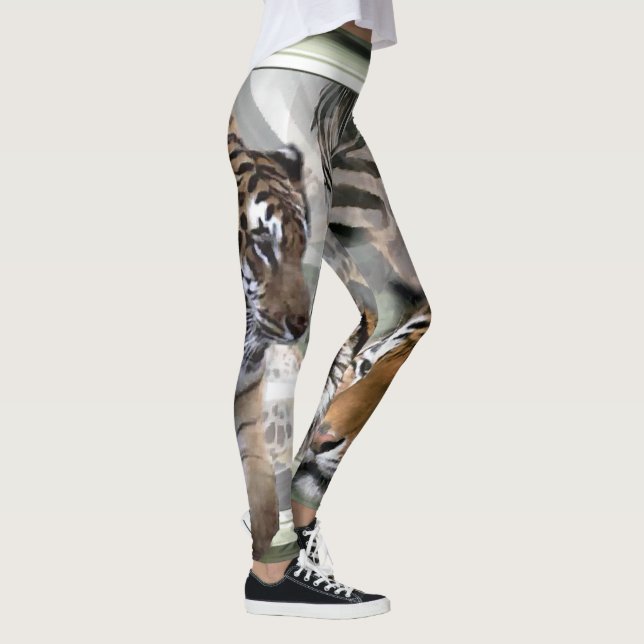 Tiger Giraffe Zebra Print Leggings (Right)