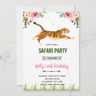 Tiger girl birthday invitation