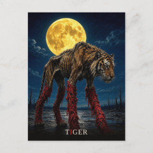 Tiger Glowing Legs gothic Surreal Postcard
