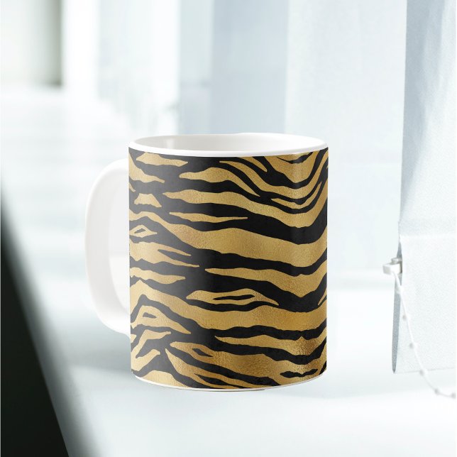 Tiger Gold Black Animal Print Coffee Mug (Creator Uploaded)