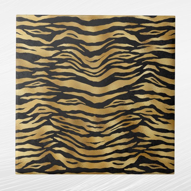 Tiger Gold Black Animal Print Tile (Creator Uploaded)