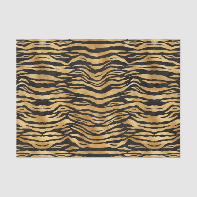 Tiger Gold Black Animal Print Tissue Paper (Front)