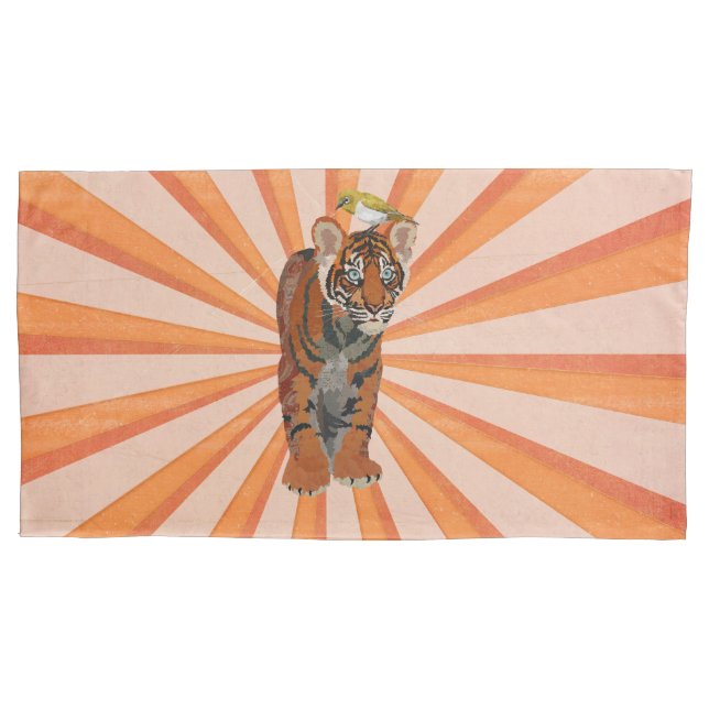 TIGER & GOLDEN BIRD PILLOWCASE (Front-Left)