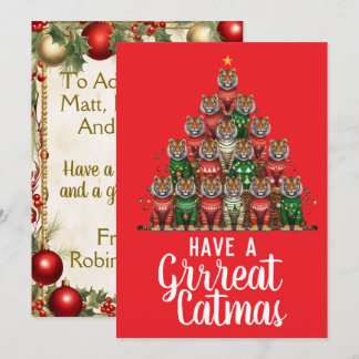 Tiger Great Catmas Christmas Tree Holiday Card