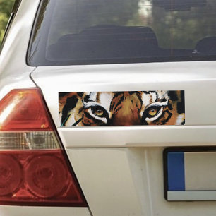 Tiger Green Jungle Leaves Bumper Sticker
