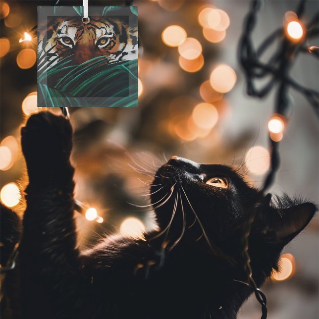 Tiger Green Jungle Leaves Glass Tree Decoration (Creator Uploaded)