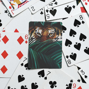 Tiger Green Jungle Leaves Playing Cards