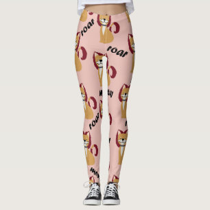 Tiger Hair Cat on Peach Colour Leggings