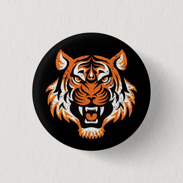 Tiger Head 3 Cm Round Badge (Front)