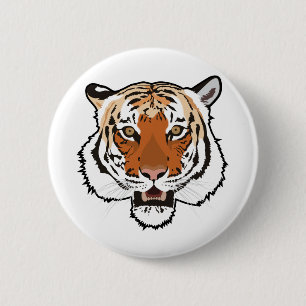 Tiger head 6 cm round badge