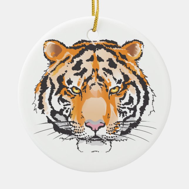 Tiger Head Ceramic Tree Decoration (Front)
