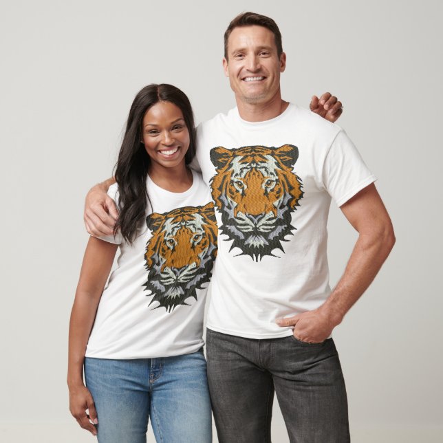 Tiger Head Embroidery Imitation T-Shirt (Unisex)