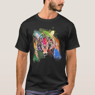 Tiger Head Face Colourful Wild Zoo Animal For Tige T-Shirt