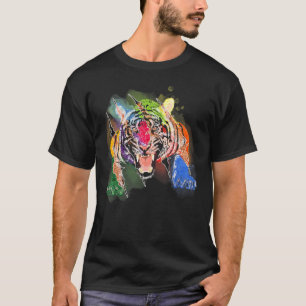 Tiger Head Face Colourful Wild Zoo Animal Tiger T-Shirt
