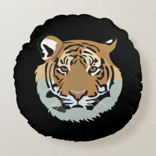 Tiger Head Face Wild Animal Tiger Round Cushion