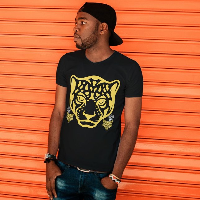 Tiger Head Graphic Leopard Head Big Cat Black T-Shirt (Creator Uploaded)