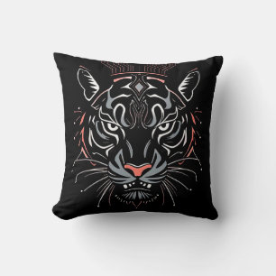 Tiger head illustration cushion