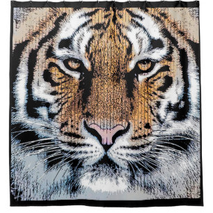 Tiger Head Inspirational Portrait Shower Curtain
