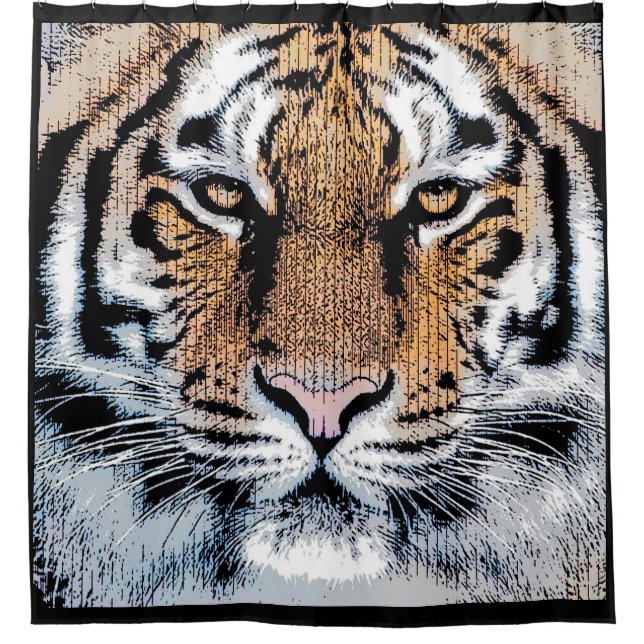 Tiger Head Inspirational Portrait Shower Curtain (Front)