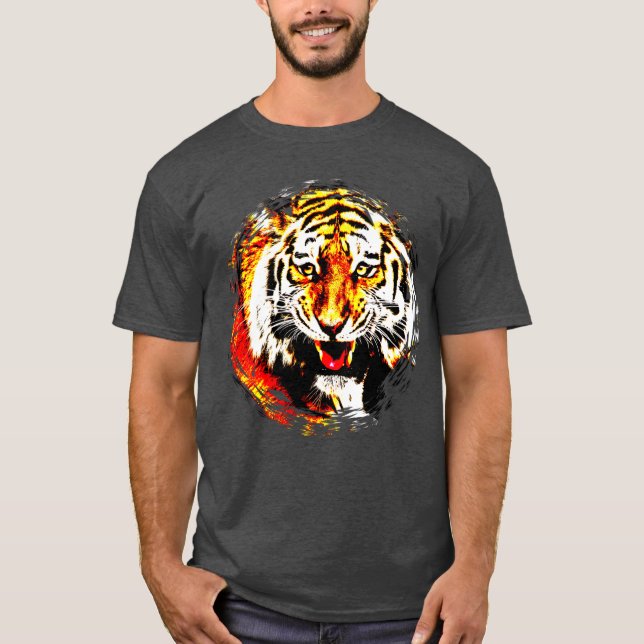 Tiger Head Modern Elegant Trendy Template T-Shirt (Front)