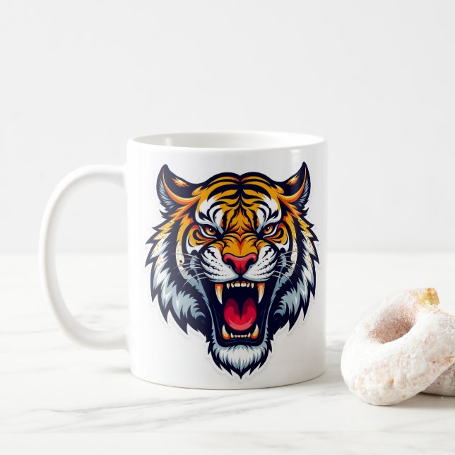 Tiger Head Mug – Wild Animal Coffee Cup (With Donut)