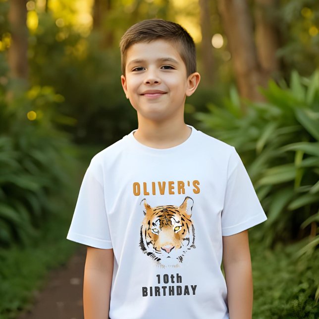 Tiger Head Name Birthday Party Guest of Honour T-Shirt (Creator Uploaded)