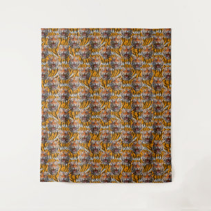 Tiger Head On Tiger Skin Animal Print Design Tapestry