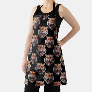 Tiger Head Pattern Design - Black   Apron