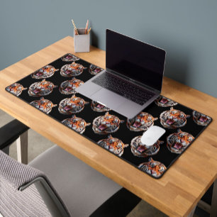 Tiger Head Pattern Design - Black   Desk Mat