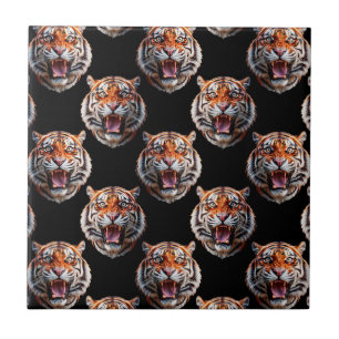 Tiger Head Pattern Design - Black Tile