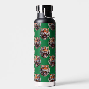 Tiger Head Pattern Design Green Water Bottle