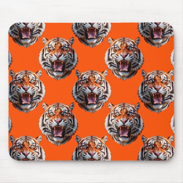 Tiger Head Pattern Design Orange  Mouse Pad (Front)
