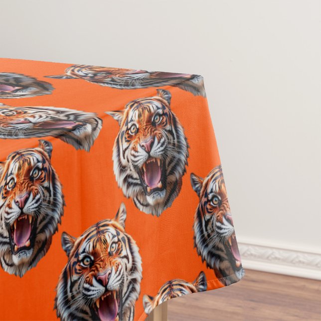 Tiger Head Pattern Design Orange  Tablecloth (Creator Uploaded)