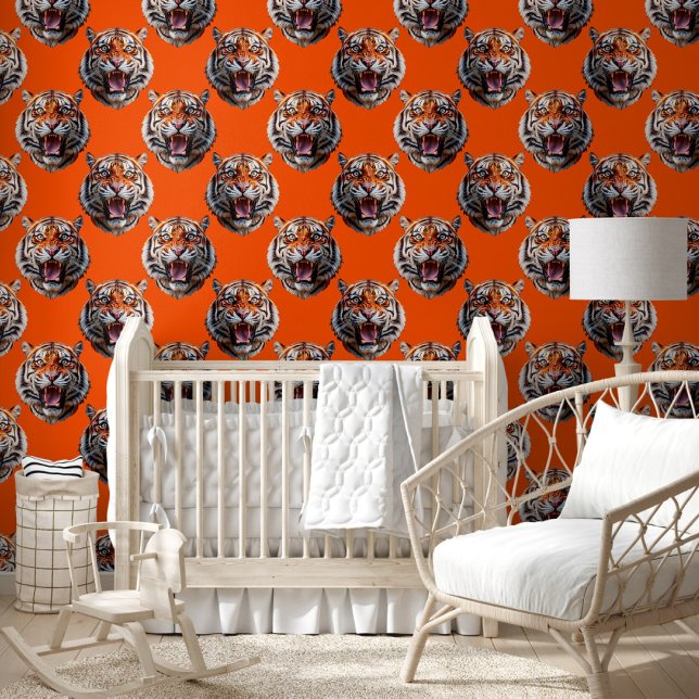 Tiger Head Pattern Design Orange  Wallpaper (Creator Uploaded)