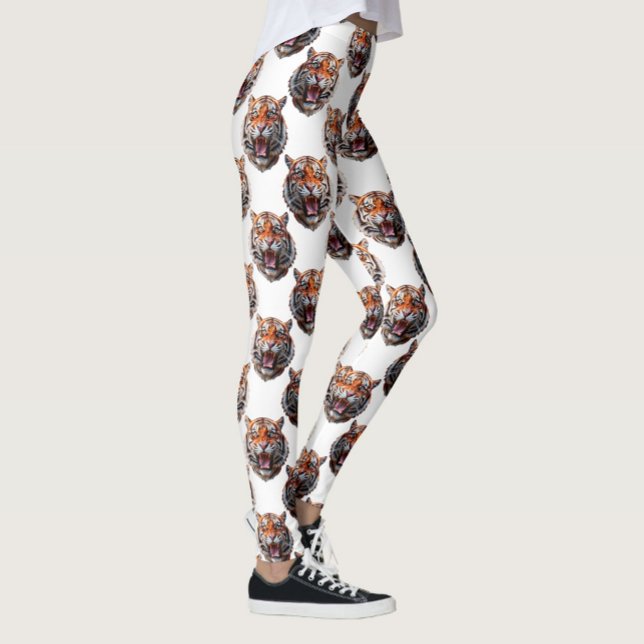 Tiger Head Pattern Design - White   Leggings (Creator Uploaded)