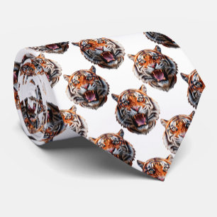 Tiger Head Pattern Design - White Tie