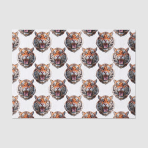 Tiger Head Pattern Design - White Tissue Paper