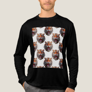 Tiger Head Pattern Design - White Tri-Blend Shirt