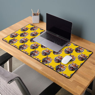 Tiger Head Pattern Design Yellow Desk Mat