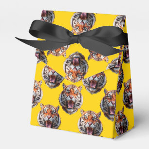 Tiger Head Pattern Design Yellow Favour Box