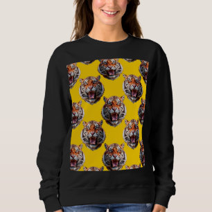 Tiger Head Pattern Design Yellow  Sweatshirt