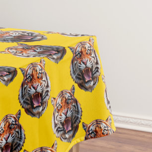 Tiger Head Pattern Design Yellow  Tablecloth